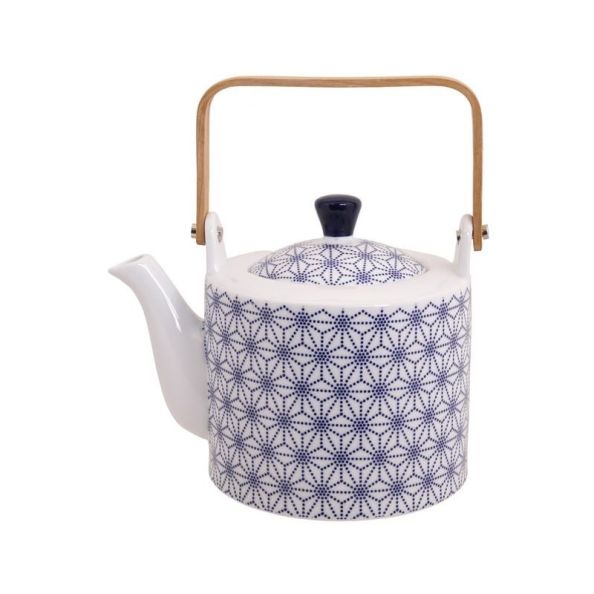 Théière en porcelaine blanche avec étoiles - 1,3 L - Bleu