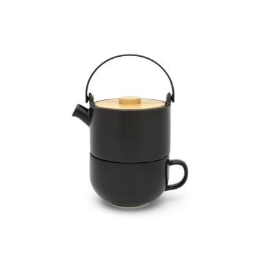 Théière et sa tasse en grès - Noir - 0.5 L [UMEANOIR]